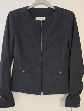 Calvin Klein Dark Navy Zip-Front Blazer